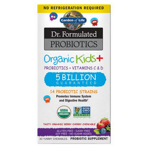 Garden of Life, Dr. Formulated Probiotics Organic Kids Plus Berry Cherry, 30 Chewable Tabs