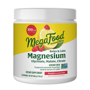 MegaFood, Relax Plus Calm + Magnesium Powder Raspberry Lemonade Flavor, 7.5 Oz