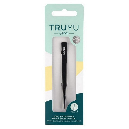 Qvs, Point Tip Tweezer Black, 1 Count