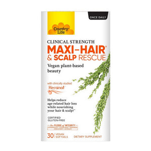 Country Life, Maxi-Hair And Scalp Rescue Clinical Strength, 30 Veg Caps