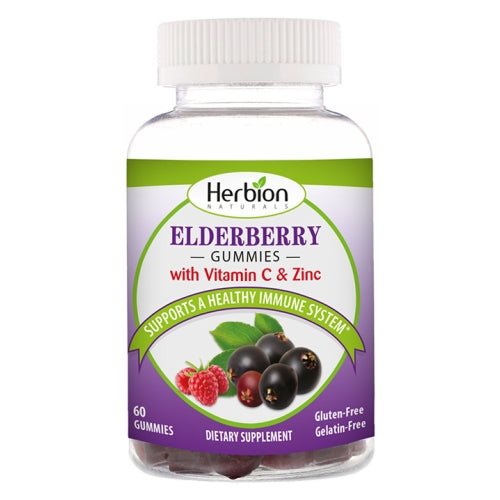 Herbion Naturals, Elderberry Gummies With Vitamin C And Zinc Raspberry, 60 Count