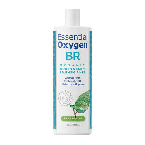 Essential Oxygen, BR Organic Mouthwash Brushing Rinse Peppermint, 16 Oz