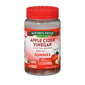 Nature's Truth, Apple Cider Vinegar Gummies Natural Apple, 600 mg, Natural Apple Flavor 75 Vegan Gummies