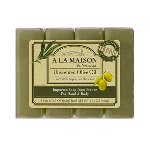 A La Maison, Unscented Olive Oil Bars, 4 Count