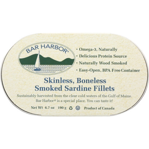 Bar Harbor, Skinless Boneless Smoked Sardine Fillets, 6.7 Oz(Case Of 12)