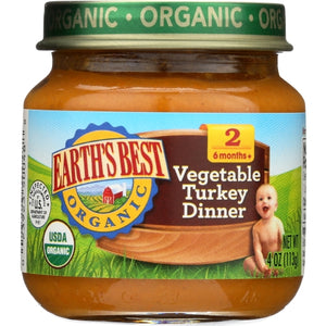 Earth's Best, Strained Trky & Veg Org, Case of 10 X 4 Oz