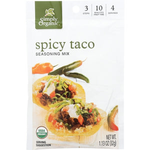 Simply Organic, Organic Spicy Taco Seasoning Mix, 1.13 Oz(Case Of 12)