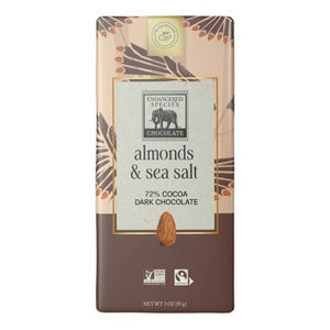 Endangered Species, Dark Chocolate With Sea Salt And Almonds, 3 Oz(Case Of 12)