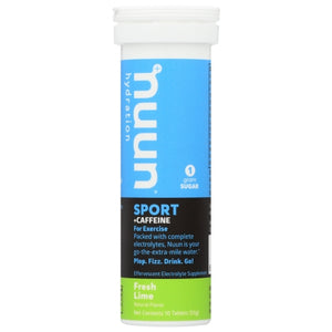 Nuun, Sport Caff Fresh Lime, Case of 8 X 10 TB