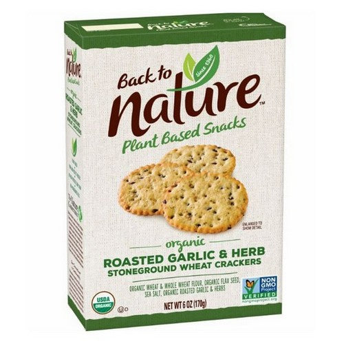 Back to Nature, Organic Stoneground Wheat Crackers Roasted Garlic And Herb, 6 Oz(Case Of 6)