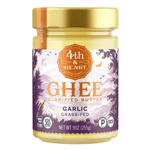 4th & Heart, Ghee Clarified Butter Grass-Fed Garlic, 9 Oz(Case Of 6)