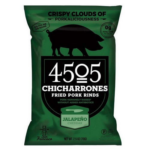 4505 Meats, J Alapeno Cheddar Fried Pork Rinds, 2.5 Oz(Case Of 12)