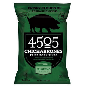 4505 Meats, J Alapeno Cheddar Fried Pork Rinds, 2.5 Oz(Case Of 12)