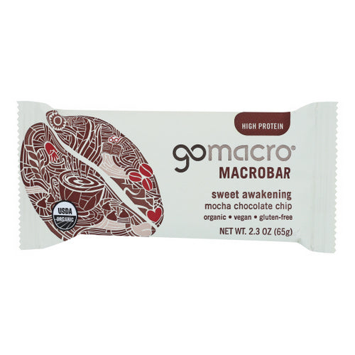 Gomacro, BarOrganic Mocha Chocolate Chip, Case of 12 X 2.3 Oz