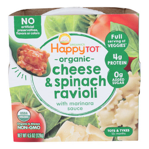 Happy Tot, Love My Veggies Bowl  Spinach Ravioli, 4.5 Oz(Case Of 8)