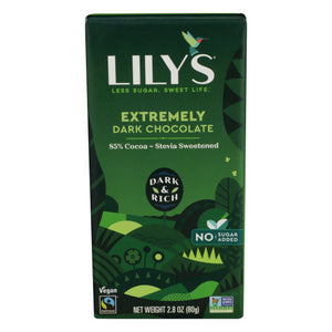 Lilys Sweets, Sweets 85% Extremely Dark Chocolate Bar, 2.8 Oz(Case Of 12)