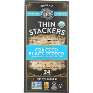 Lundberg, Thin Stackers Cracked Black Pepper, 6 Oz(Case Of 6)