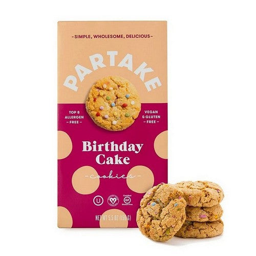Partake Foods, Mini Birthdy Cake Cookies, 5.5 Oz(Case Of 6)