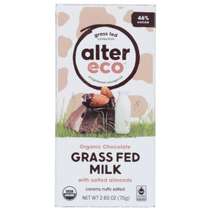 Alter Eco, Choc Grssfd Mlk Slt Almd, 2.65 Oz(Case Of 12)