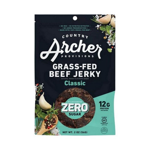 Country Archer, Grass-Fed Zero Sugar Beef Jerky Classic, 2 Oz(Case Of 12)