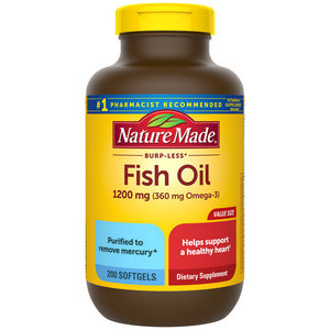 Nature Made, Fish Oil Burp-Less, 1200 Mg, 200 Softgels