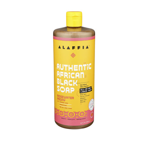 Alaffia, Authentic African Black Soap All-In-One Rosewater Peony, 32 Oz
