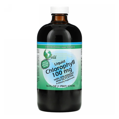 World Organics, Liquid Chlorophyll With Spearmint And Glycerin, 100 Mg, 16 Oz