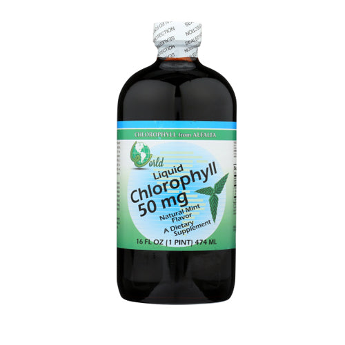 World Organics, Liquid Chlorophyll Natural Mint, 50 Mg, 16 Oz