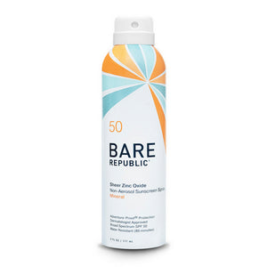 BARE REPUBLIC, Mineral Sunscreen Spf 50 Sunblock Spray Vanilla Coco Scent, 6 Oz