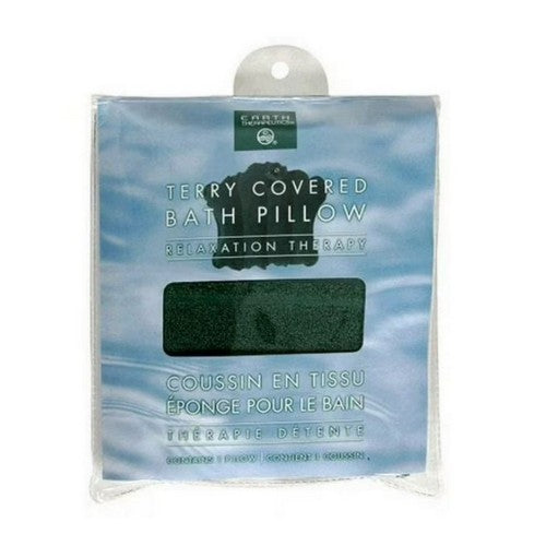 Earth Therapeutics, Terry Covered Bath Pillow Dark Green, 1 Count