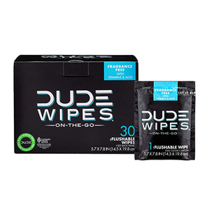 Dude Wipes, Fragrance Free On The Go Flushable Personal Wipes, 30 Count