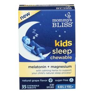 Mommys bliss, Kids Sleep Chewable Melatonin Plus Magnesium 3 Years Plus Natural Grape, 35 Chews