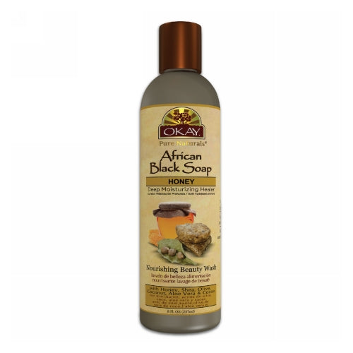 Okay Pure Naturals, African Black Soap Liquid, Honey 8 Oz