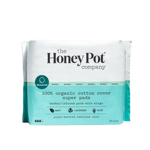 The Honey Pot, Organic Cotton Cover Super Pads With Wings, 16 Count
