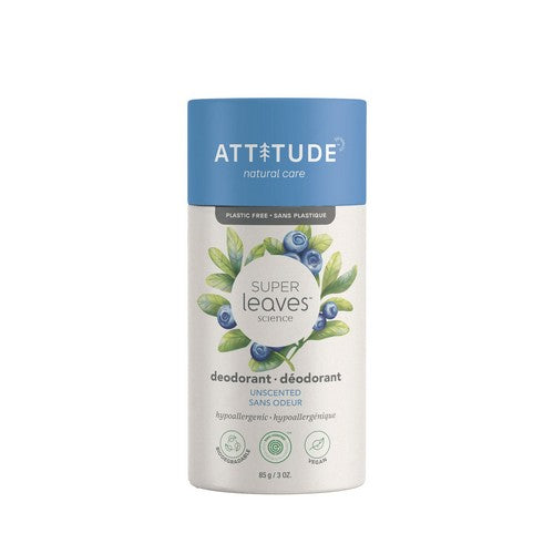 Attitude, Super Leaves Deodorant Plastic Free Unscented, 3 Oz