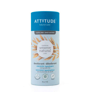 Attitude, Sensitive Deodorant Plastic Free Unscented, 3 Oz