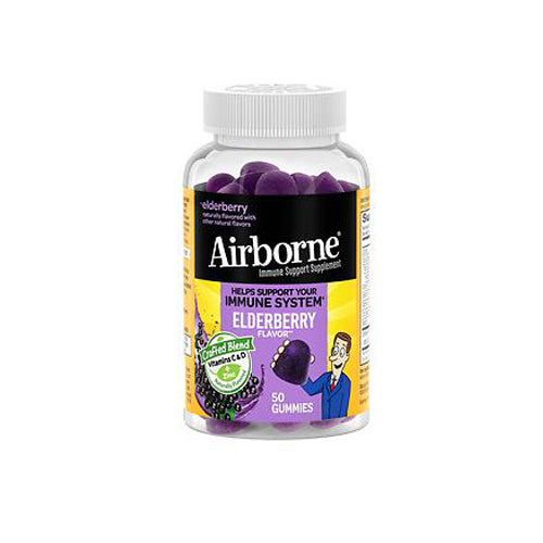 Airborne, Adult Elderberry Gummies With Vitamin C And D, 50 Gummies