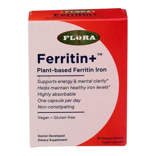 Flora, Ferritin Plus Plant-Based Ferritin Iron, 20 Mg, 30 Veg Caps