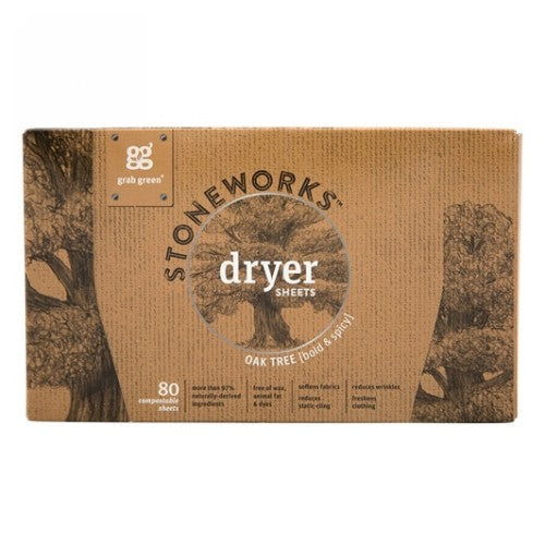 Grab Green, Stoneworks Dryer Sheets Oak Tree, 80 Count