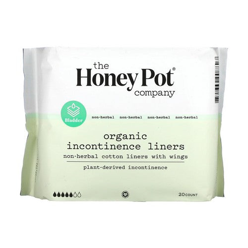 The Honey Pot, 100% Organic Cotton Cover Incontinence Non-Herbal Liners With Wings, 20 Count