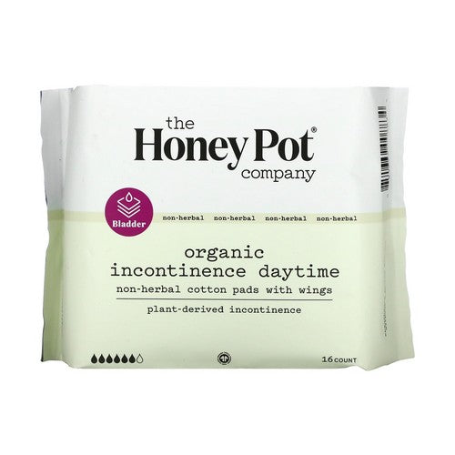 The Honey Pot, 100% Organic Cotton Cover Incontinence Non-Herbal Daytime Pads, 16 Count