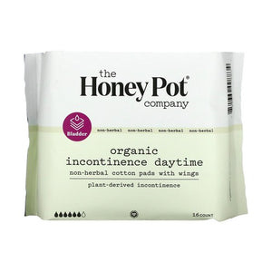 The Honey Pot, 100% Organic Cotton Cover Incontinence Non-Herbal Daytime Pads, 16 Count
