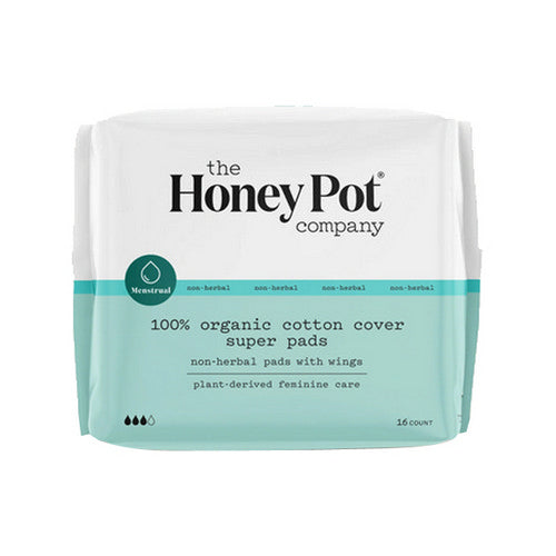 The Honey Pot, Organic Top Sheet Super Non Herbal Menstrual Pads, 16 Count