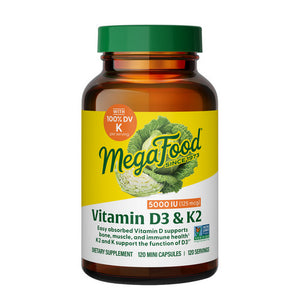 MegaFood, Vitamin D3 And K2, 5000 IU 120 Caps