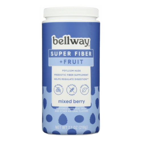 Bellway, Super Fiber Powder Plus Fruit Sugar Free Psyllium Supplement Mixed Berry, 7.7 Oz