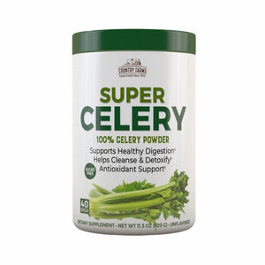 Country Farms, Super Celery Powder Unflavored, 11.3 Oz
