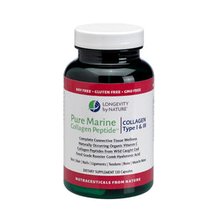 Longevity by Nature, Pure Marine Collagen Peptide Type I & III, 120 Caps