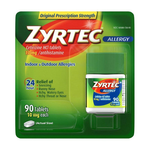 Neutrogena, Zyrtec Allergy Cetirizine HCI, 10 mg, 90 Tabs