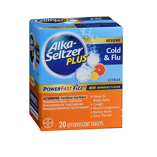 Alka-Seltzer, Plus Severe Cold & Flu Powerfast Fizz Effervescent Tablets Citrus, 20 Tabs