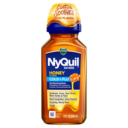 Vicks, Nyquil Severe Honey Liquid, 8 Oz